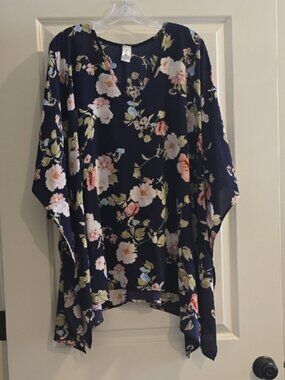 Navy Floral Women's Blouse